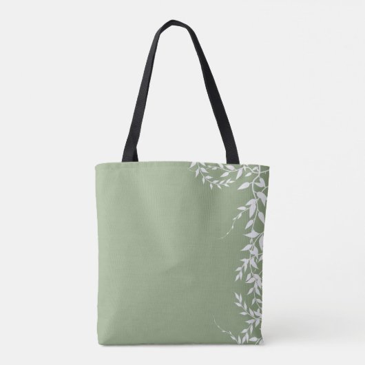 Sage Green Botanical Blätter Tasche (Rückseite)