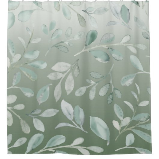 Sage Green Botanical Bohemisch Duschvorhang (Vorderseite)