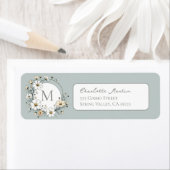 Sage Green Botanical Boho Monogram Rücksendeadress (Insitu)