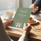 Sage Green Botanical Bow All-in-One Wedding Invita Einladung