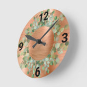 SAGE GREEN BOTANICAL COPPER WAND CLOCK RUNDE WANDUHR (Winkel)