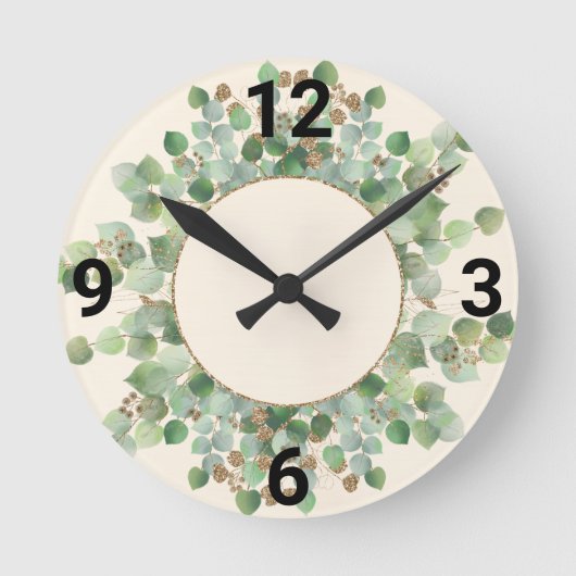SAGE GREEN BOTANICAL CREAM WUNSCH RUNDE WANDUHR (Vorderseite)