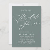 Sage Green Botanical Elegant Script-Brautparty Einladung (Vorderseite)