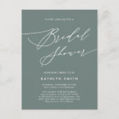 Sage Green Botanical Elegant Script-Brautparty Einladungspostkarte (Vorderseite)