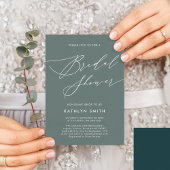 Sage Green Botanical Elegant Script-Brautparty Einladungspostkarte