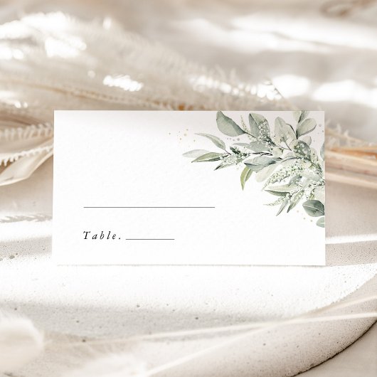 Sage Green Botanical Elegant Wedding Place Cards Platzkarte