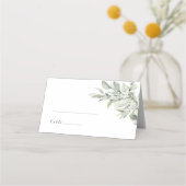 Sage Green Botanical Elegant Wedding Place Cards Platzkarte (Vorderseite)