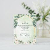 Sage Green Botanical Eucalyptus Wedding Details Begleitkarte (Stehend Vorderseite)