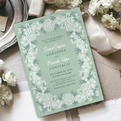 Sage Green Botanical Floral Wedding Einladung