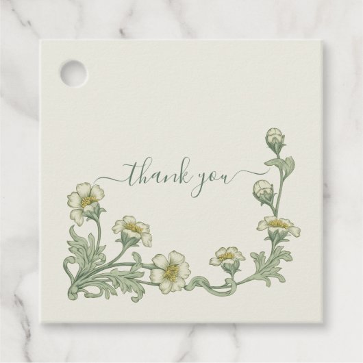 Sage Green Botanical Floral Wedding Thank You Geschenkanhänger (Vorderseite)