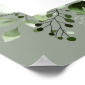 Sage Green Botanical Floral Wedding Willkommenszei Poster (Ecke)