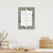 Sage Green Botanical Floral Wedding Willkommenszei Poster (Küche)