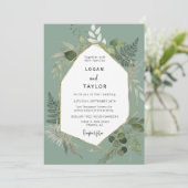 Sage Green Botanical Greenerenerity Gold Frame QR Einladung (Stehend Vorderseite)