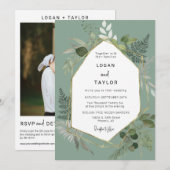 Sage Green Botanical Greenerenerity Gold Frame QR Einladung (Vorne/Hinten)