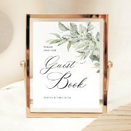 Sage Green Botanical Guest Book Wedding Table Sockelschild