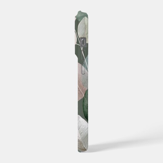 Sage Green Botanical Leaf  – Boho Neutral iPhone Hülle (Linke Seite)