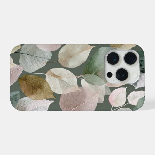Sage Green Botanical Leaf  – Boho Neutral iPhone Hülle (Rückseite (Horizontal))
