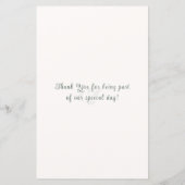 Sage Green Botanical Minimal Wedding Program Card (Rückseite)