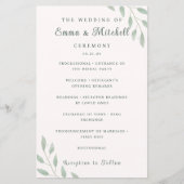 Sage Green Botanical Minimal Wedding Program Card (Vorderseite)