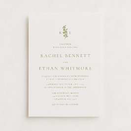 Sage Green Botanical Monogram Wedding Invitation Ankündigung