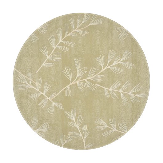 Sage Green Botanical Pattern Cream Hand Drawn Leaf Schneidebrett (Vorderseite)