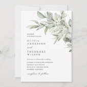 Sage Green Botanical Photo Back Wedding Einladung (Vorderseite)