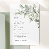 Sage Green Botanical Photo Back Wedding Einladung