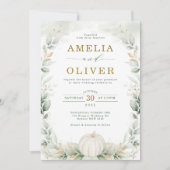 Sage Green Botanical Pumpkin Eucalyptus Wedding Einladung (Vorderseite)