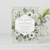 Sage Green Botanical Romance Wedding Einladung (Stehend Vorderseite)