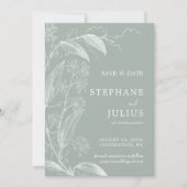 Sage Green Botanical Save the Date Einladung (Vorderseite)