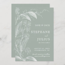 Sage Green Botanical Save the Date Einladung