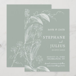 Sage Green Botanical Save the Date Einladung