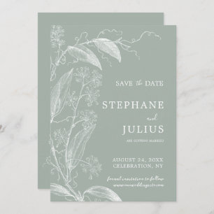 Sage Green Botanical Save the Date Einladung