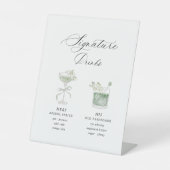 Sage Green Botanical Signature Drinks Wedding Sockelschild (Vorderseite)