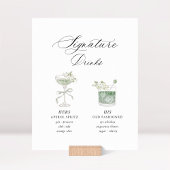 Sage Green Botanical Signature Drinks Wedding Sockelschild