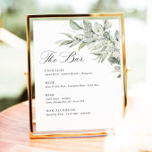 Sage Green Botanical Watercolor Wedding Bar Menu Sockelschild