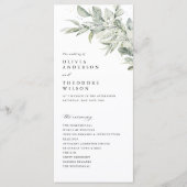 Sage Green Botanical Watercolor Wedding Ceremony Programm (Vorderseite)