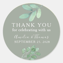 Sage Green Botanical Wedding Danke Sticker