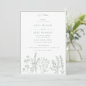 Sage Green Botanical Wedding Einladung (Stehend Vorderseite)