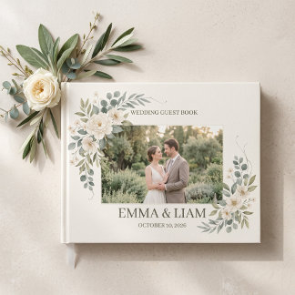 Sage Green Botanical Wedding Guest Book Gästebuch