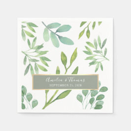 Sage Green Botanical Wedding Napkins Serviette
