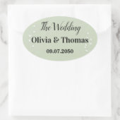 Sage Green Botanical Wedding Ovaler Aufkleber (Tasche)