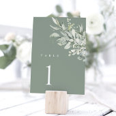 Sage Green Botanical Wedding Table Number Card Tischnummer