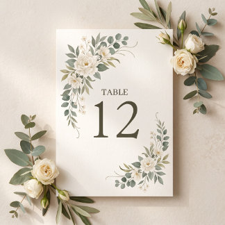 Sage Green Botanical Wedding Table Number Tischnummer