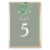 Sage Green Botanical Wedding Tischnummer (Vorderseite)