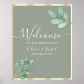 Sage Green Botanical Wedding Willkommenszeichen Poster (Vorne)