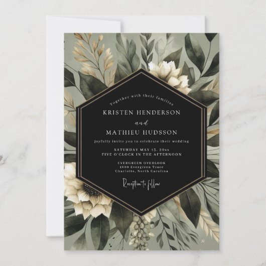 Sage Green Botanical Whimsy Wedding Einladung (Vorderseite)