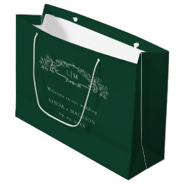 Sage Green botanisches Wappen Monogramm Hochzeit Große Geschenktüte
