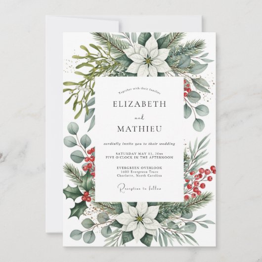 Sage Green Bountiful Winter Wedding Einladung (Vorderseite)