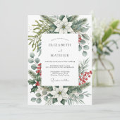 Sage Green Bountiful Winter Wedding Einladung (Stehend Vorderseite)